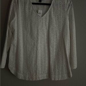 Ann Taylor White Eyelet Blouse